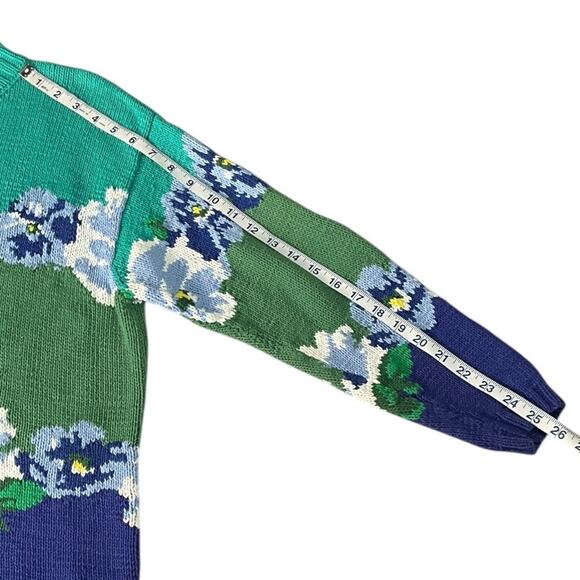 Vintage Adrienne Vittadini Sport 100% Cotton Size Small Floral Sweater Women 90s - Picture 8 of 8